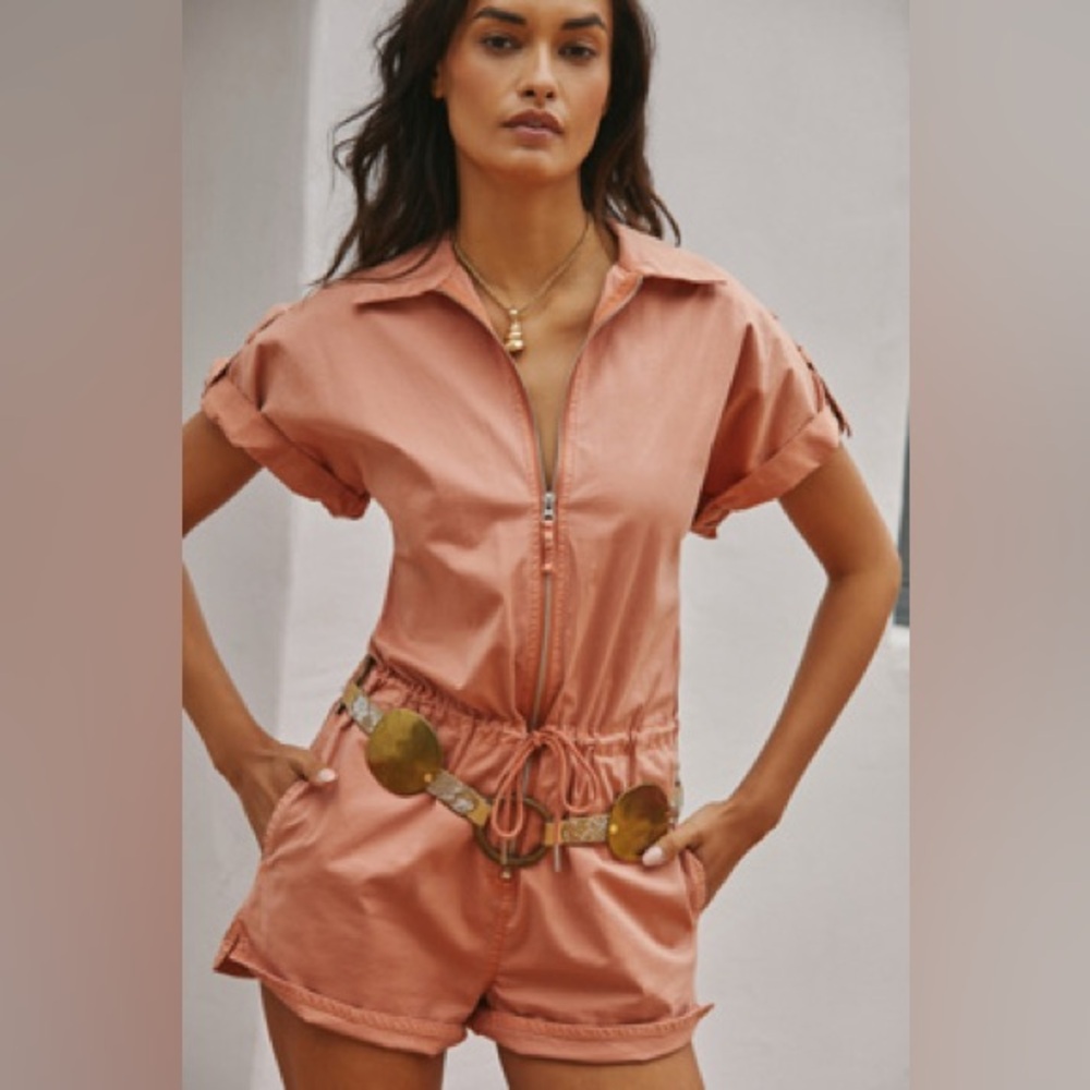 Anthropologie Pistola Meg Collared Romper NWT size Medium